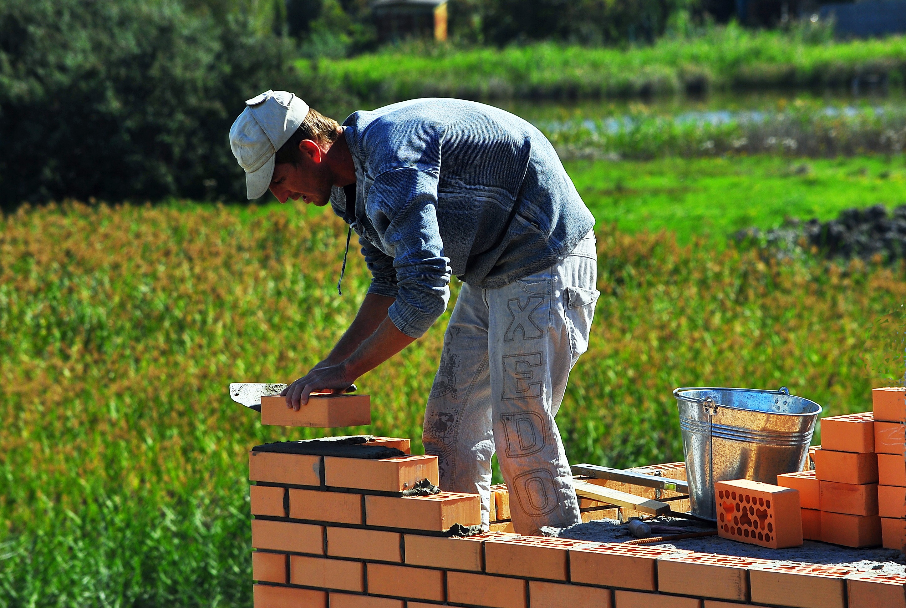 Bricklayer at work